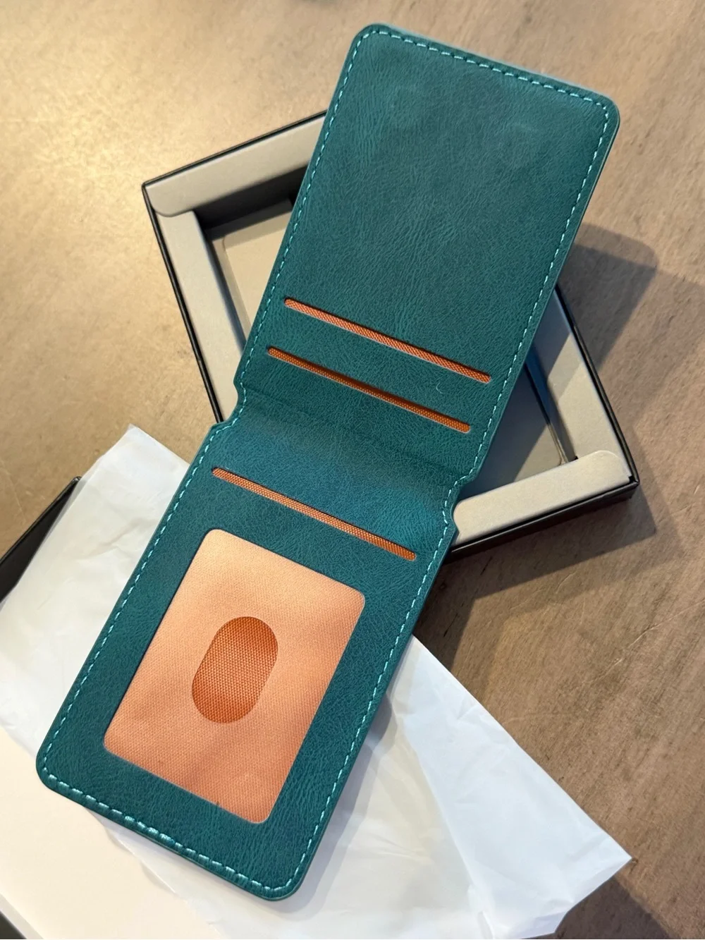 Denior MagSafe Magnetic Slim Wallet Card Holder Teal RFID Phone Wallet w/ Box